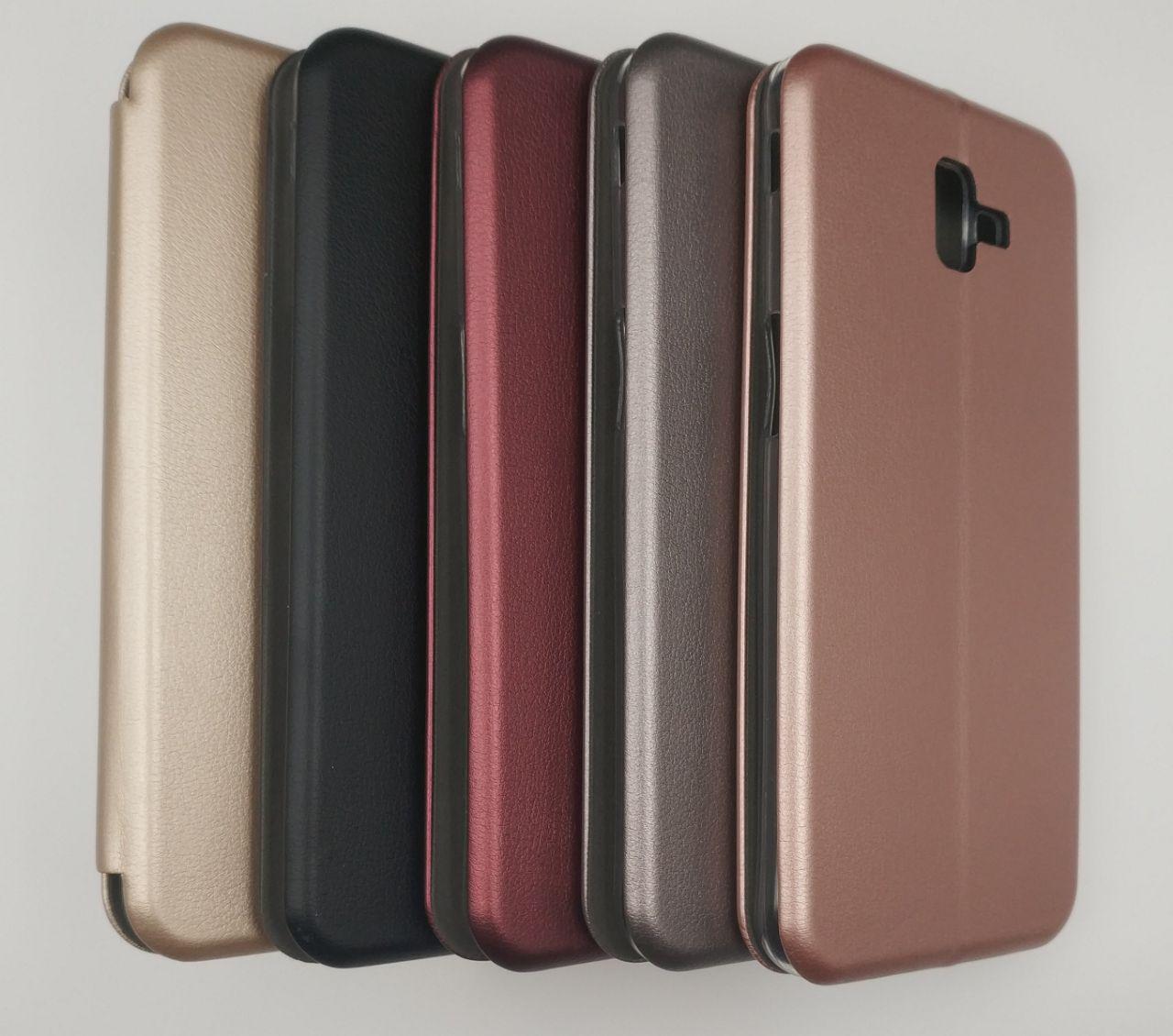 Чехол-книжка на силиконовой основе для SAMSUNG GALAXY J6 PLUS (2018) материал экокожа цвет золотой.