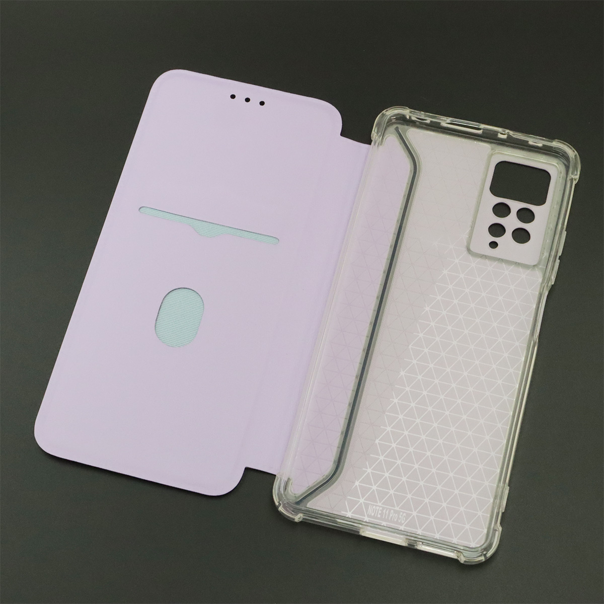 Чехол книжка для XIAOMI Redmi Note 11 Pro, Redmi Note 11 Pro 5G, экокожа, визитница, цвет сиреневый