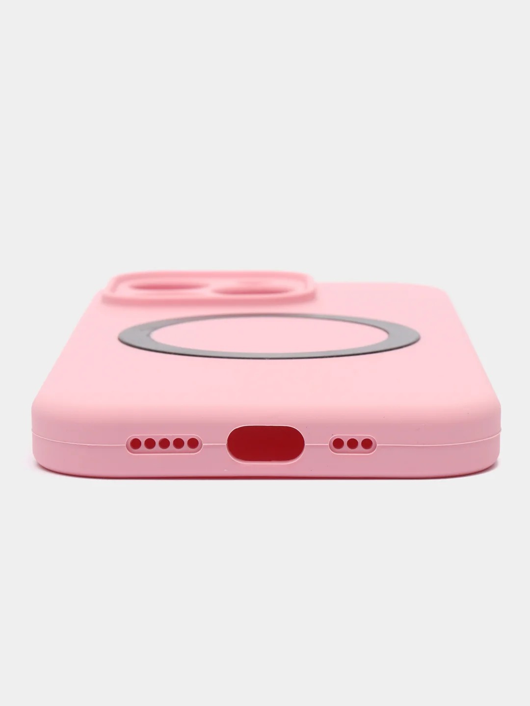 Чехол накладка Silicone Case для APPLE iPhone 13 Pro Max, с поддержкой MagSafe, защита камеры, силикон, бархат, цвет бледно-розовый