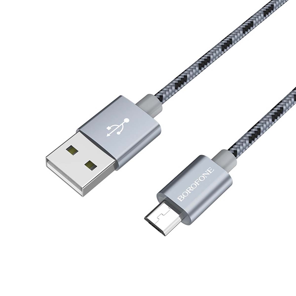 Кабель BOROFONE BX24 Ring current Micro USB, 2.4A, длина 1 метр, нейлоновая оплетка, цвет серый