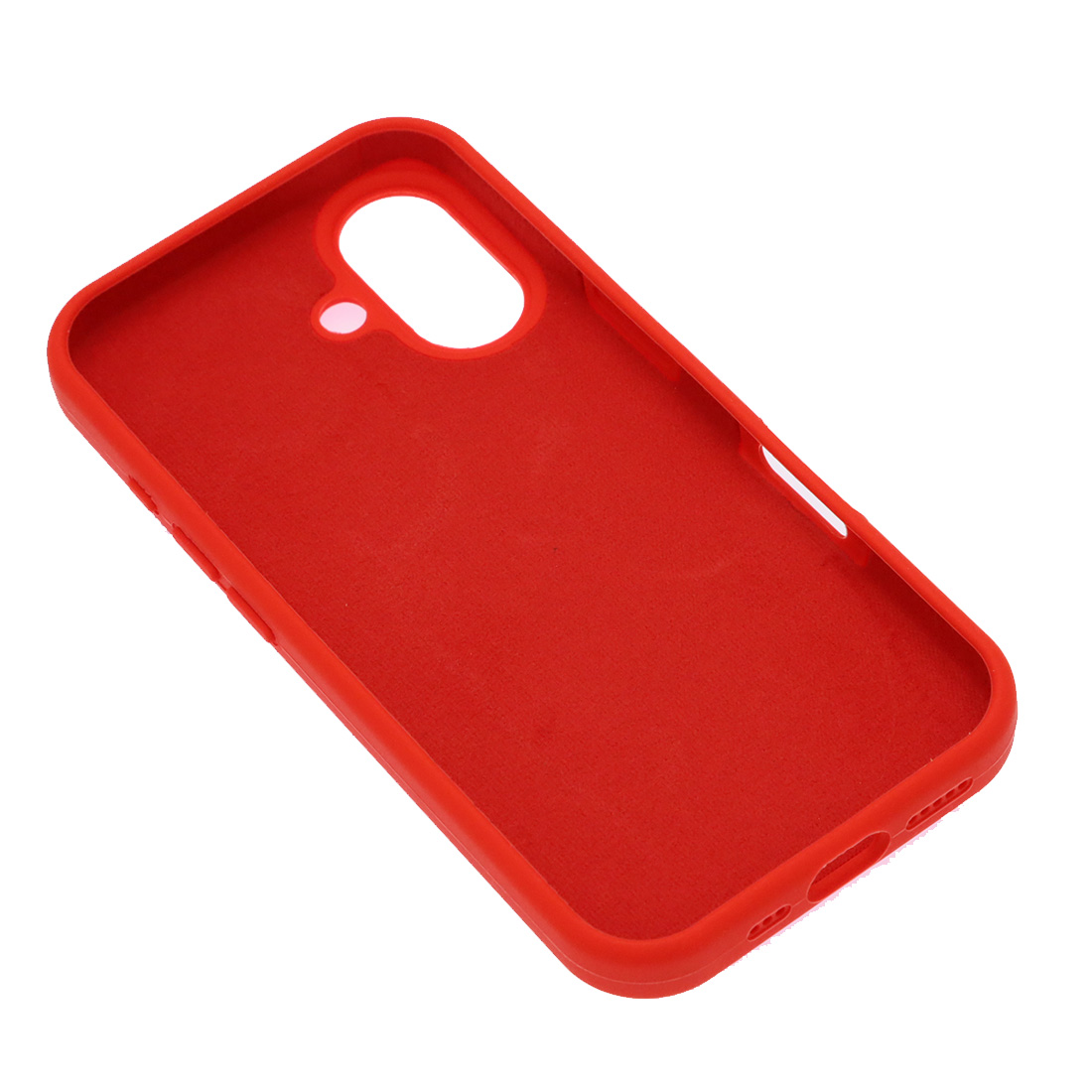 Чехол накладка Silicone Case для APPLE iPhone 16 (6.1"), силикон, бархат, цвет красный
