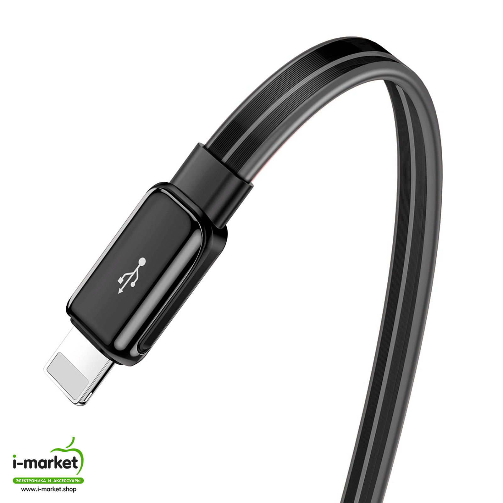 Кабель с подсветкой BASEUS CALLG-09 Glowing USB на Lightning 8-pin, 2.4A, 1 метр, цвет черный