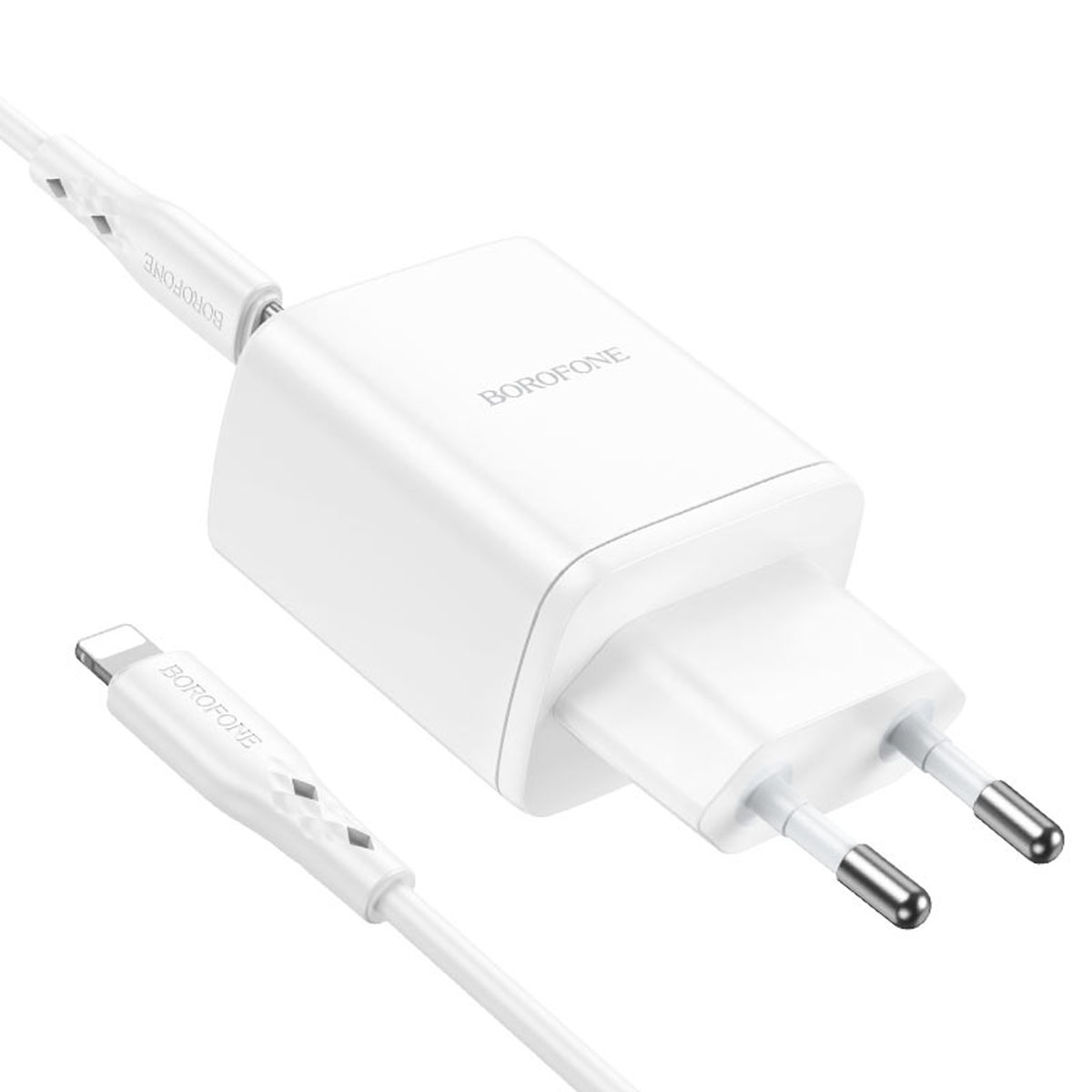 СЗУ (Сетевое зарядное устройство) BOROFONE BN9 Reacher с кабелем USB Type C на Lightning 8 pin, 35W, 2 USB Type C, PD35W, QC3.0, длина 1 метр, цвет белый СЗУ (Сетевое зарядное устройство) BOROFONE BN9 Reacher с кабелем USB Type C на Lightning 8 pin, 35W, 2 USB Type C, PD35W, QC3.0, длина 1 метр, цвет белый