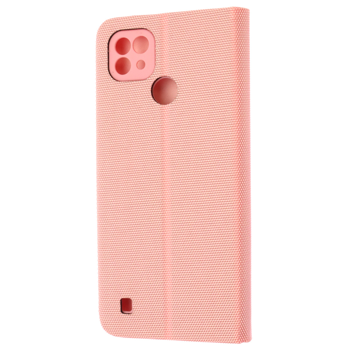 Чехол книжка MESH для Realme C21, текстиль, силикон, бархат, визитница, цвет розовый