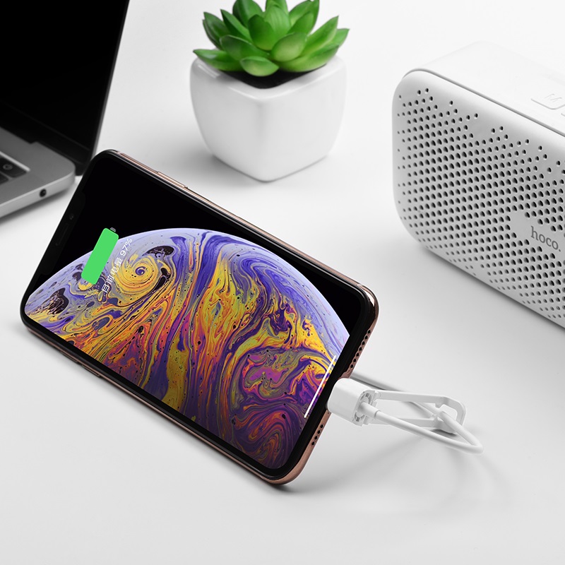 HOCO X31 зарядный дата кабель USB на Lightning 1м с подставкой ток 2.1А быстрая зарядка ABS+TPE материалы, цвет белый.