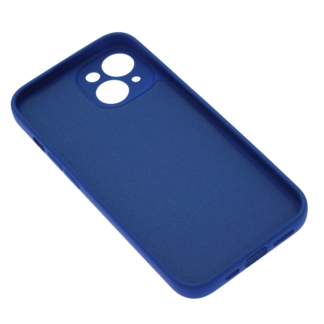 Чехол накладка Silicon Case для APPLE iPhone 14, защита камеры, силикон, бархат, цвет полуночно синий