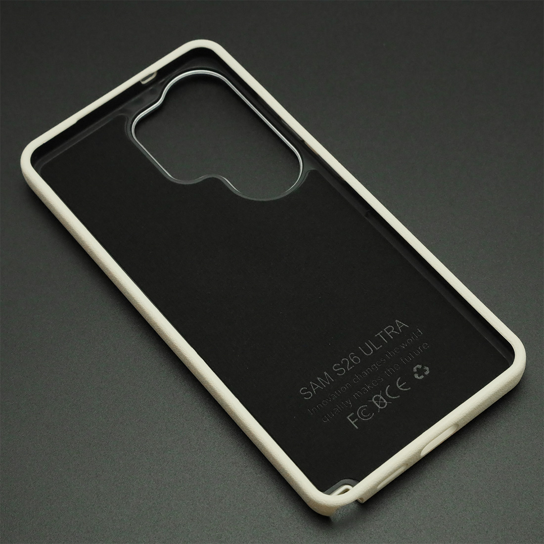 Чехол накладка VICTORIA для SAMSUNG Galaxy S26 Ultra, силикон, пластик, текстура кожи, бархат, цвет молочный