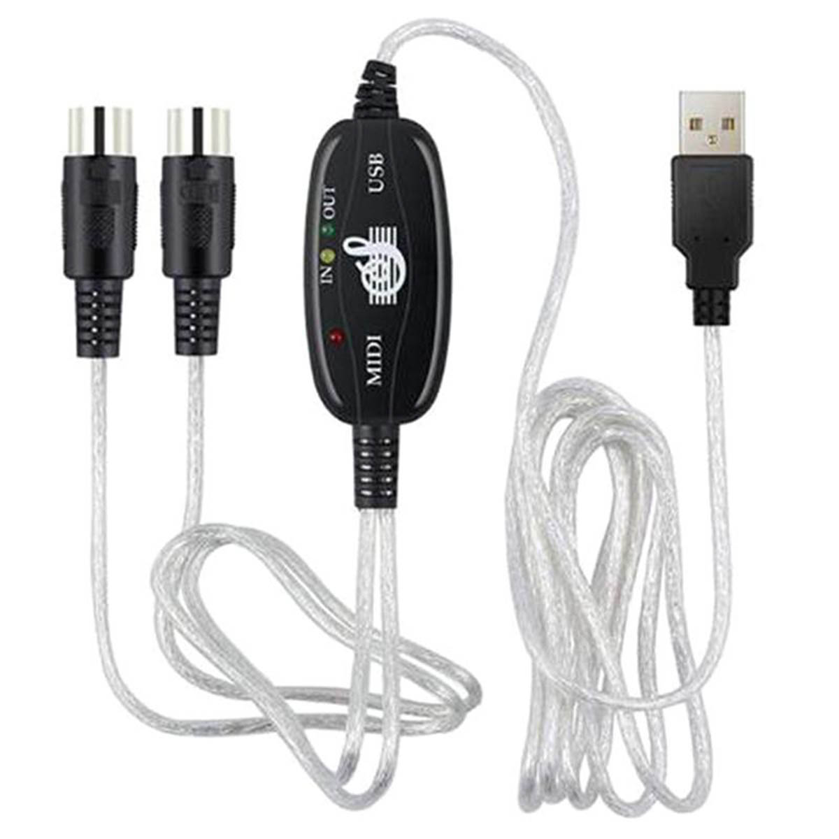 Кабель USB с выходом MIDI, длина 2 метра, цвет черно белый
