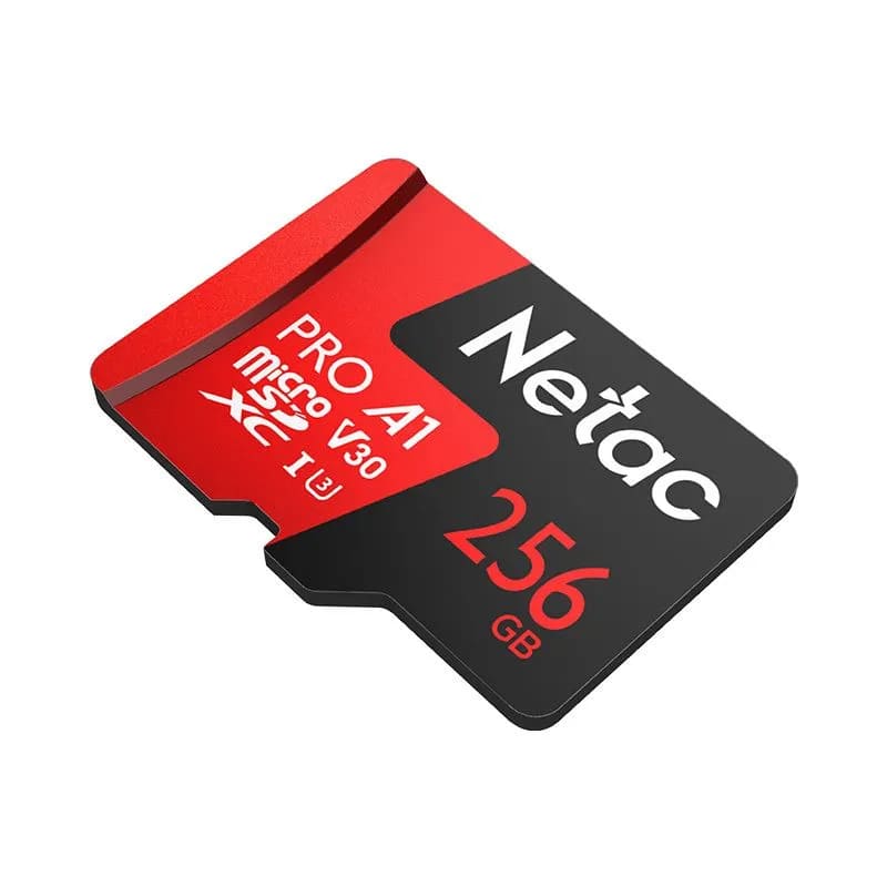 Карта памяти MicroSDXC 256GB NETAC P500 Extreme Pro A1 (NT02P500PRO-256G-S), Class 1, UHS-I U3, 100 Mb/s, без SD адаптера, цвет черно-красный
