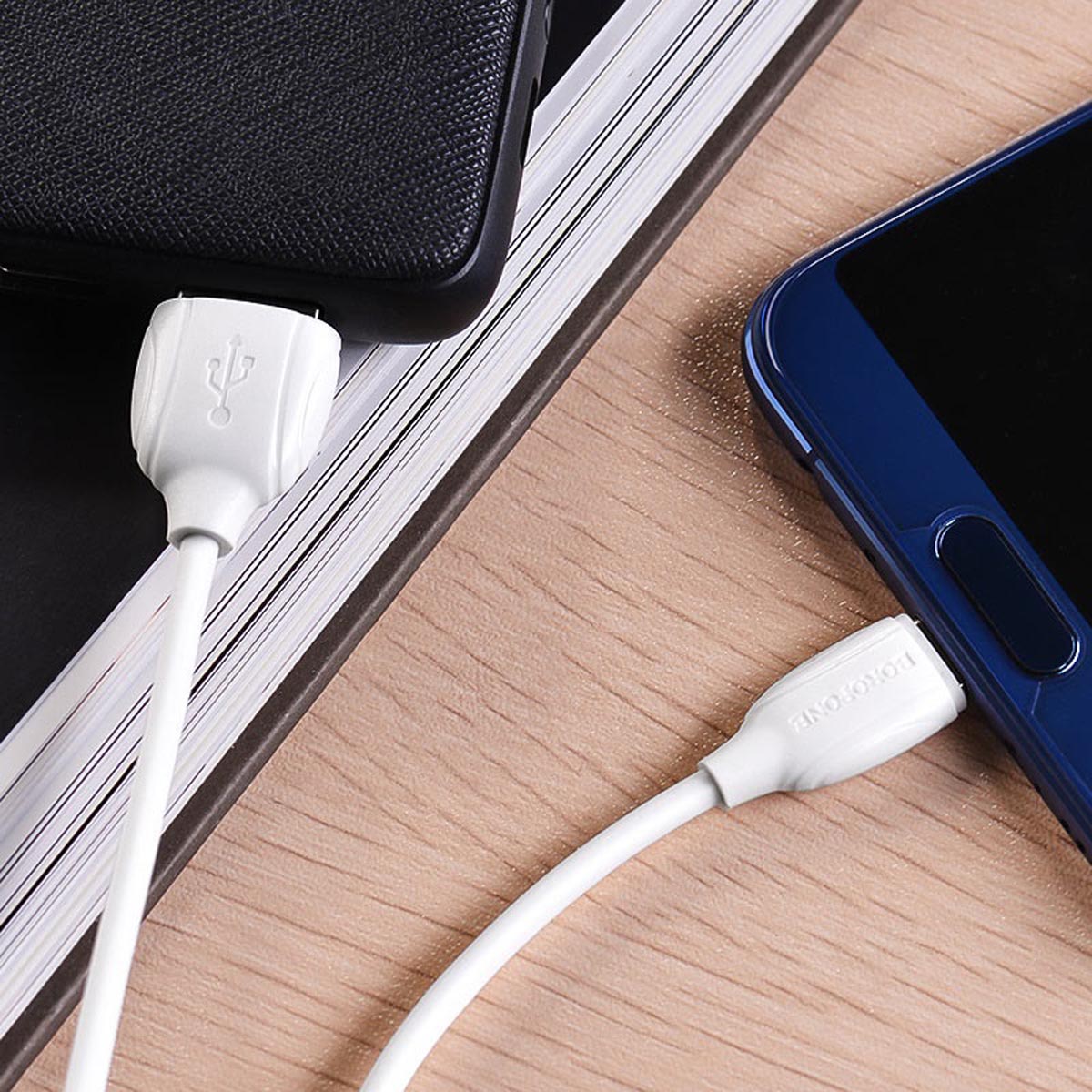 Кабель BOROFONE BX19 Benefit USB Type C, 3A, длина 1 метр, силикон, цвет белый