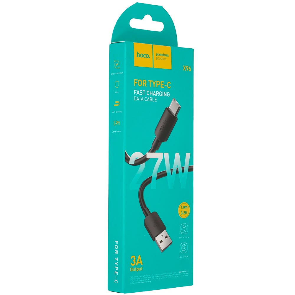 Кабель HOCO X96 USB на USB Type C, 3A, 27W, длина 1 метр, цвет черный