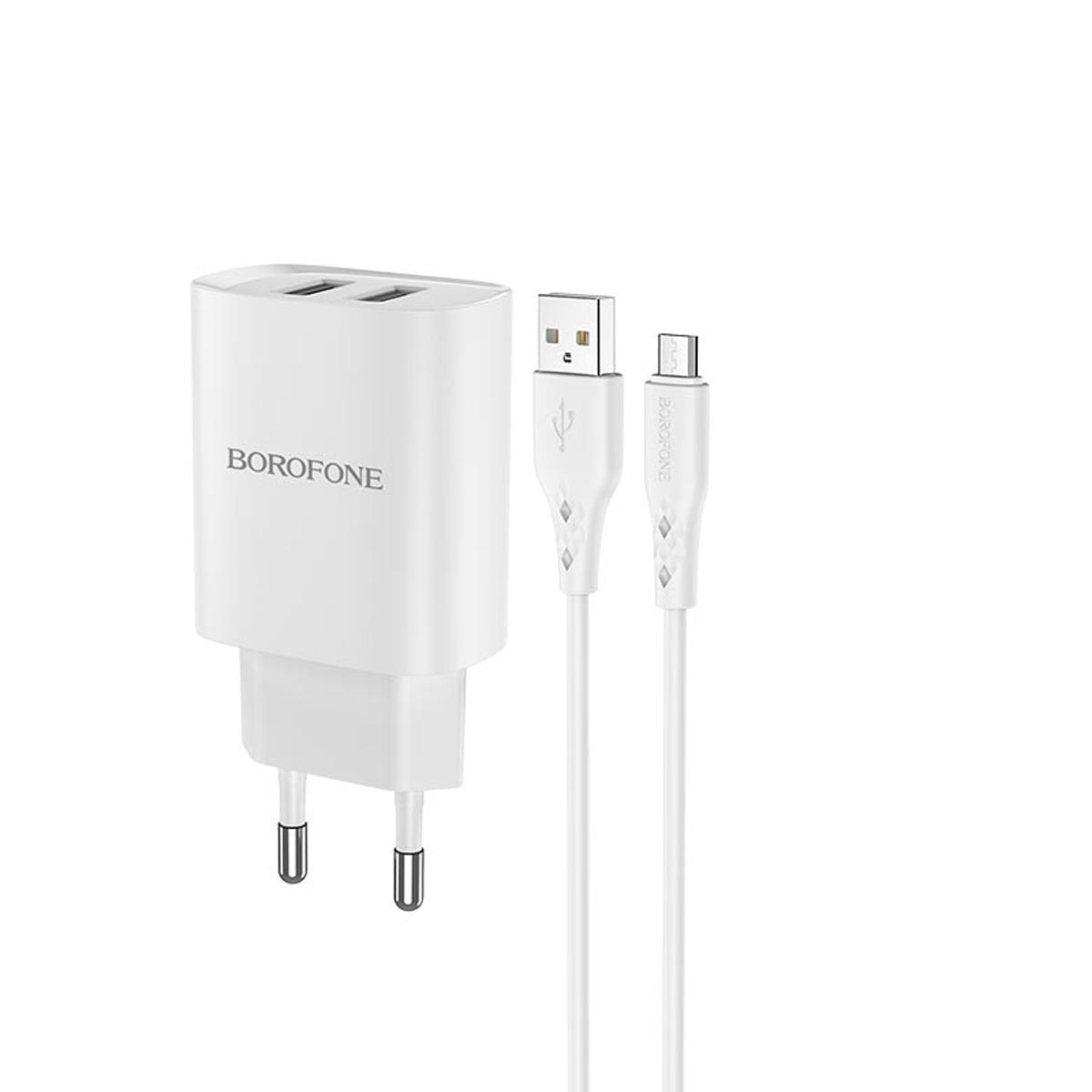 СЗУ (Сетевое зарядное устройство) BOROFONE BN2 Super fast с кабелем Micro USB, 2.1А, длина 1 метр, цвет белый
