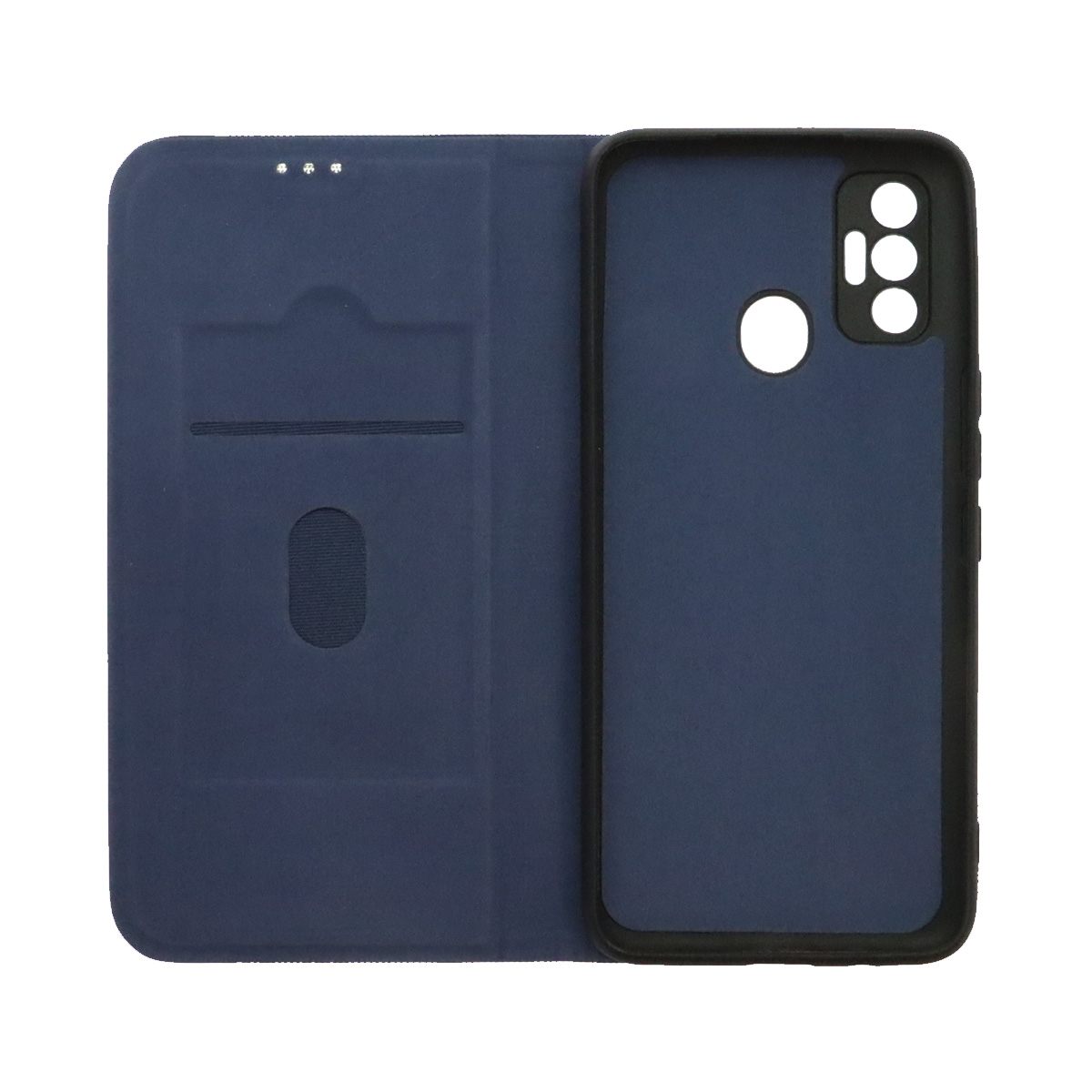 Чехол книжка MESH для TECNO Spark 7, текстиль, силикон, бархат, визитница, цвет темно синий