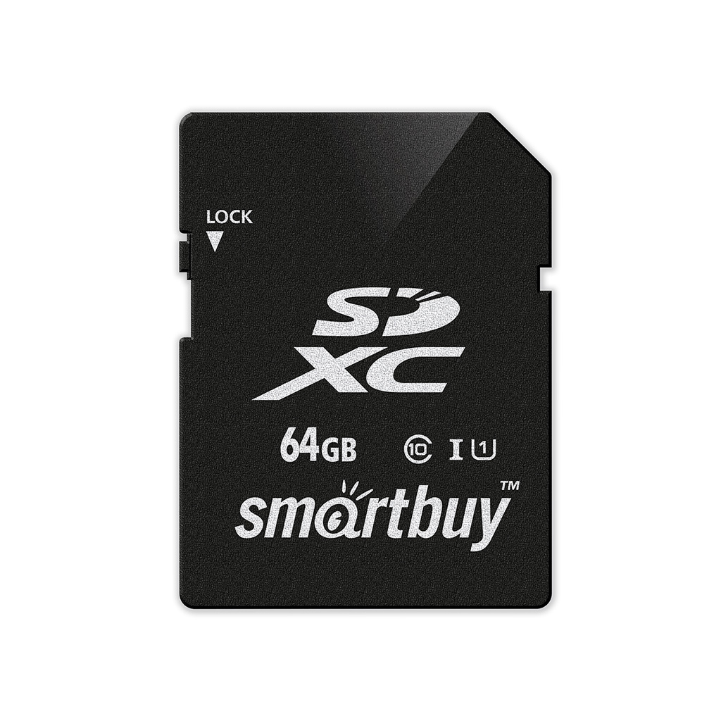 Карта памяти 64Gb SDXC Smartbuy UHS-1, Class 10, SB64GBSDXC10, цвет черный