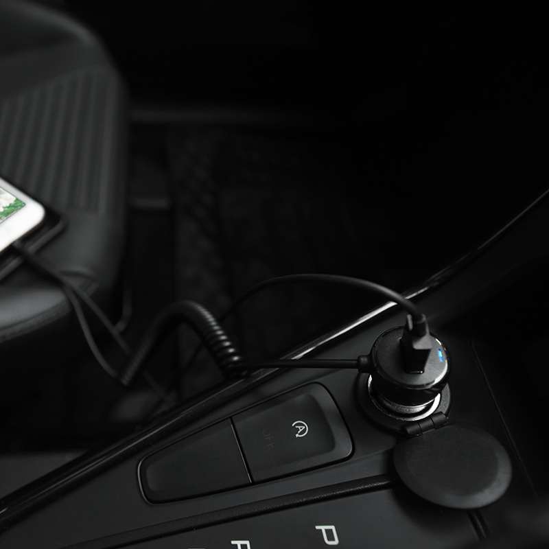 АЗУ (Автомобильное зарядное устройство) HOCO Z21A, 1 USB порт, встроенный кабель APPLE lightning 8 pin, 2.4A, цвет черный