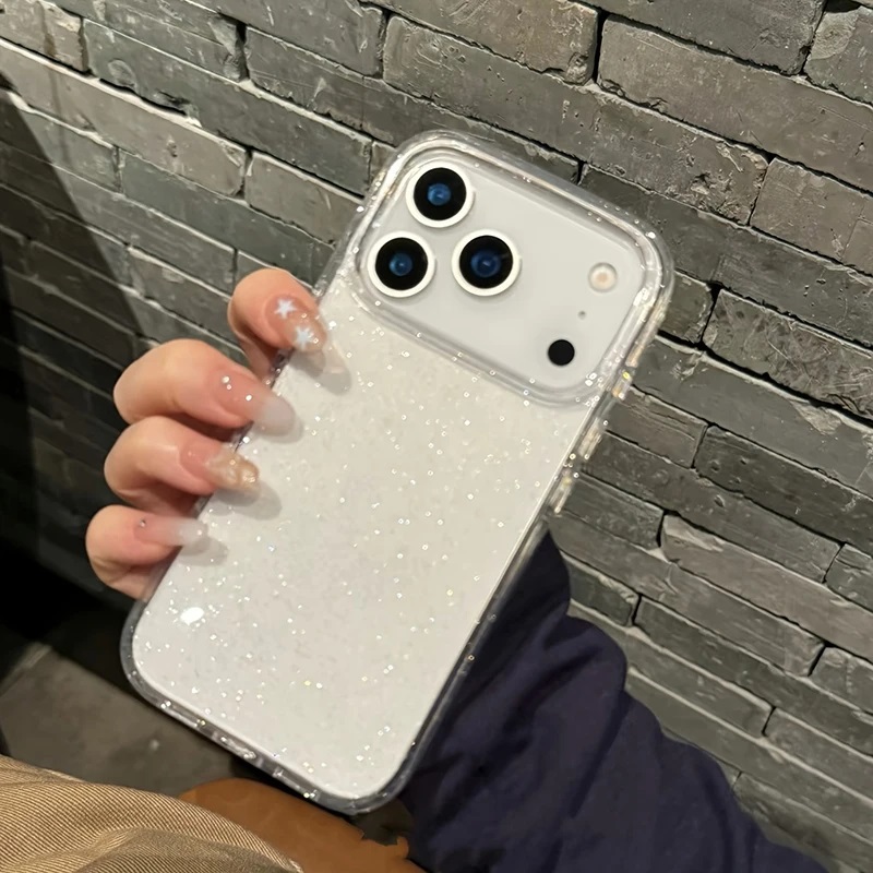Чехол накладка LUXURE CASE Cabbeen с поддержкой MagSafe для APPLE iPhone 17 Pro, с блестками, прозрачный