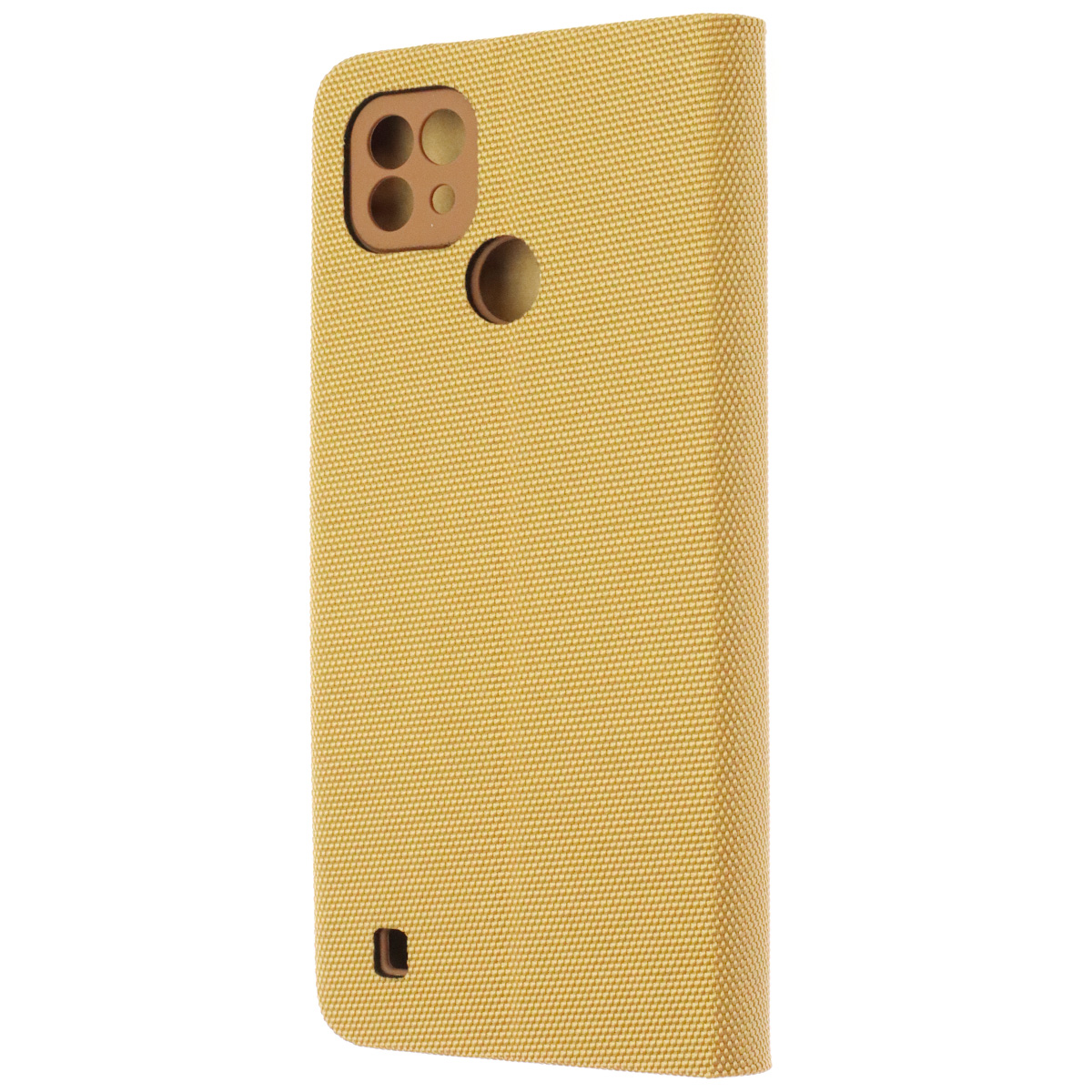 Чехол книжка MESH для Realme C21, текстиль, силикон, бархат, визитница, цвет золотистый