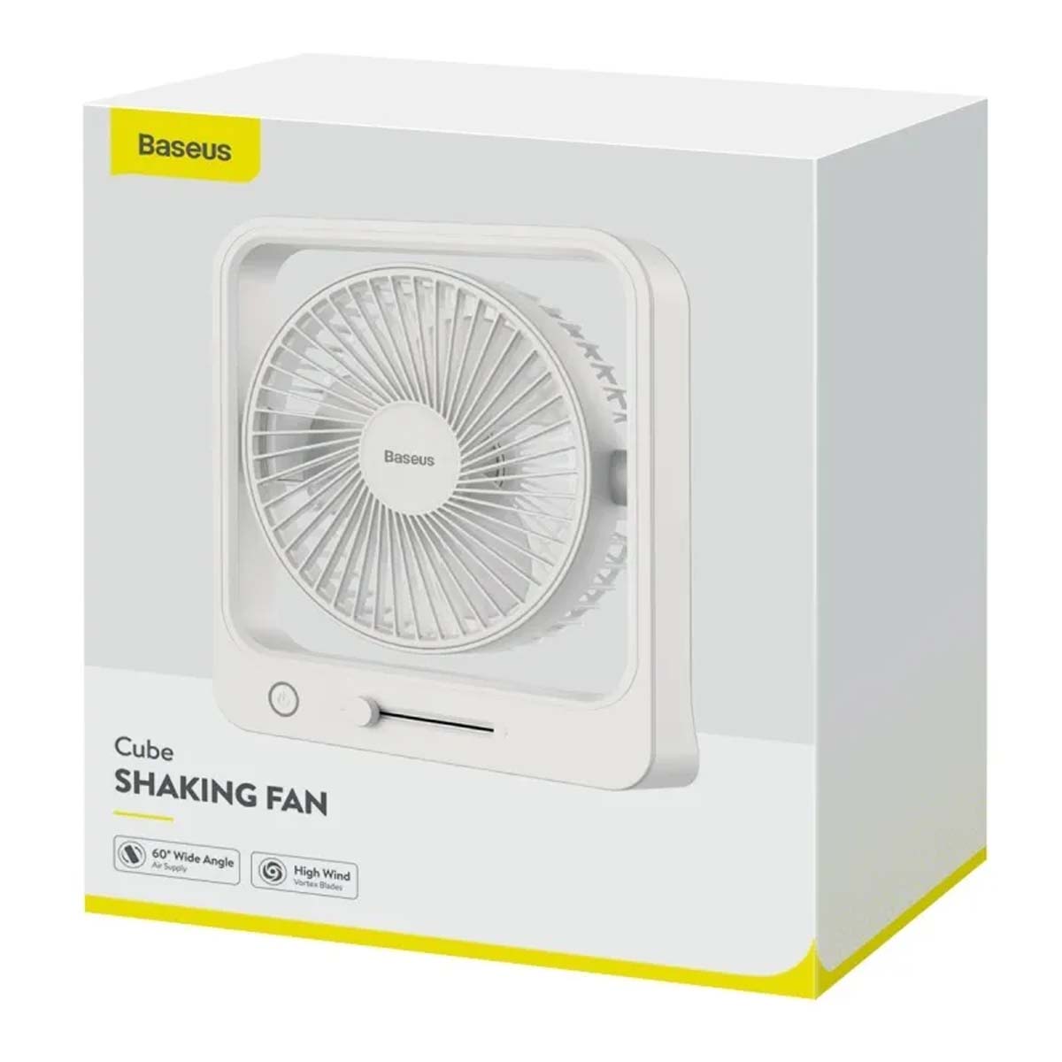 Вентилятор настольный BASEUS Cube SHAKING FAN, 5400 mAh, цвет белый (распродажа -60%)