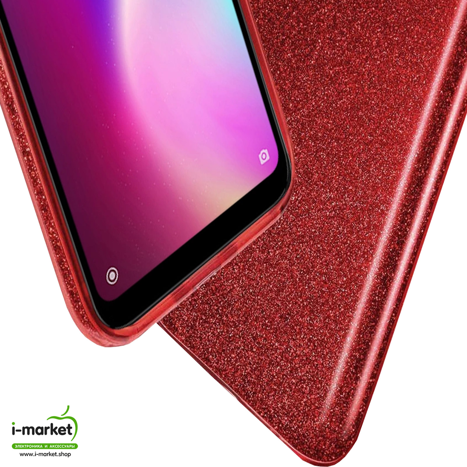 Чехол накладка Shine для XIAOMI Redmi 8, силикон, блестки, цвет красный