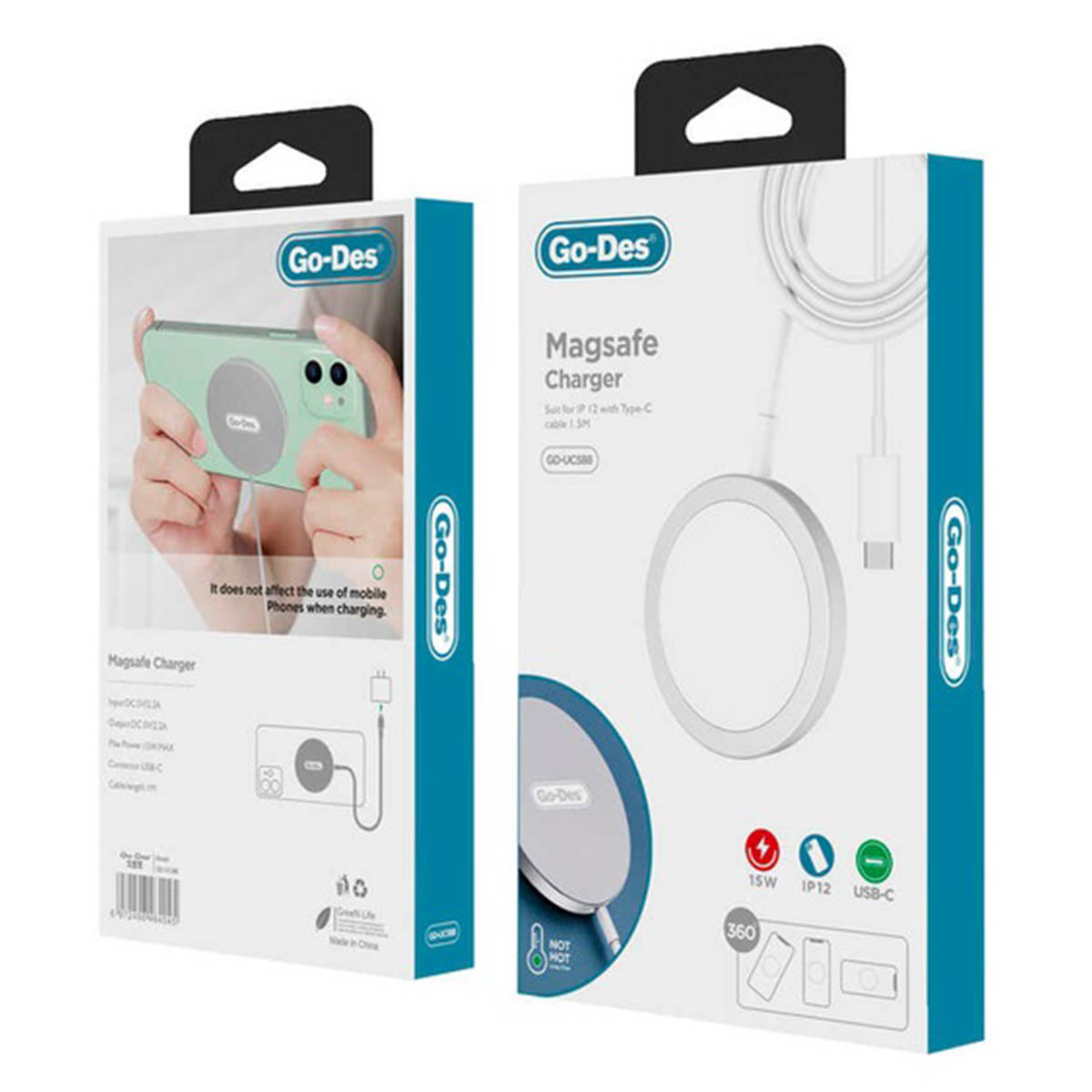 Беспроводное зарядное устройство GO-DES GD-UC588, MagSafe, 15W, цвет серебристый