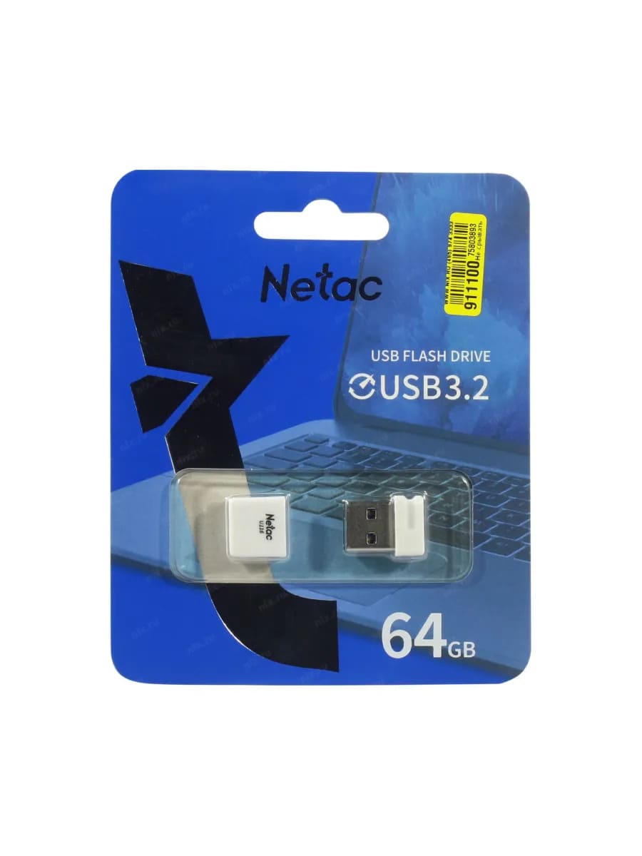 Флешка USB 3.2 64GB NETAC U116 mini (NT03U116N-064G-32WH), цвет белый