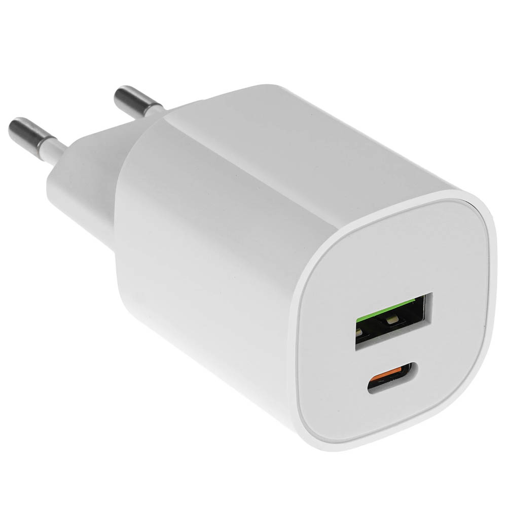 СЗУ (Сетевое зарядное устройство) BOROFONE BA104A, 20W, 1 USB A 18W, 1 USB Type C 20W, PD20W, QC3.0, цвет белый