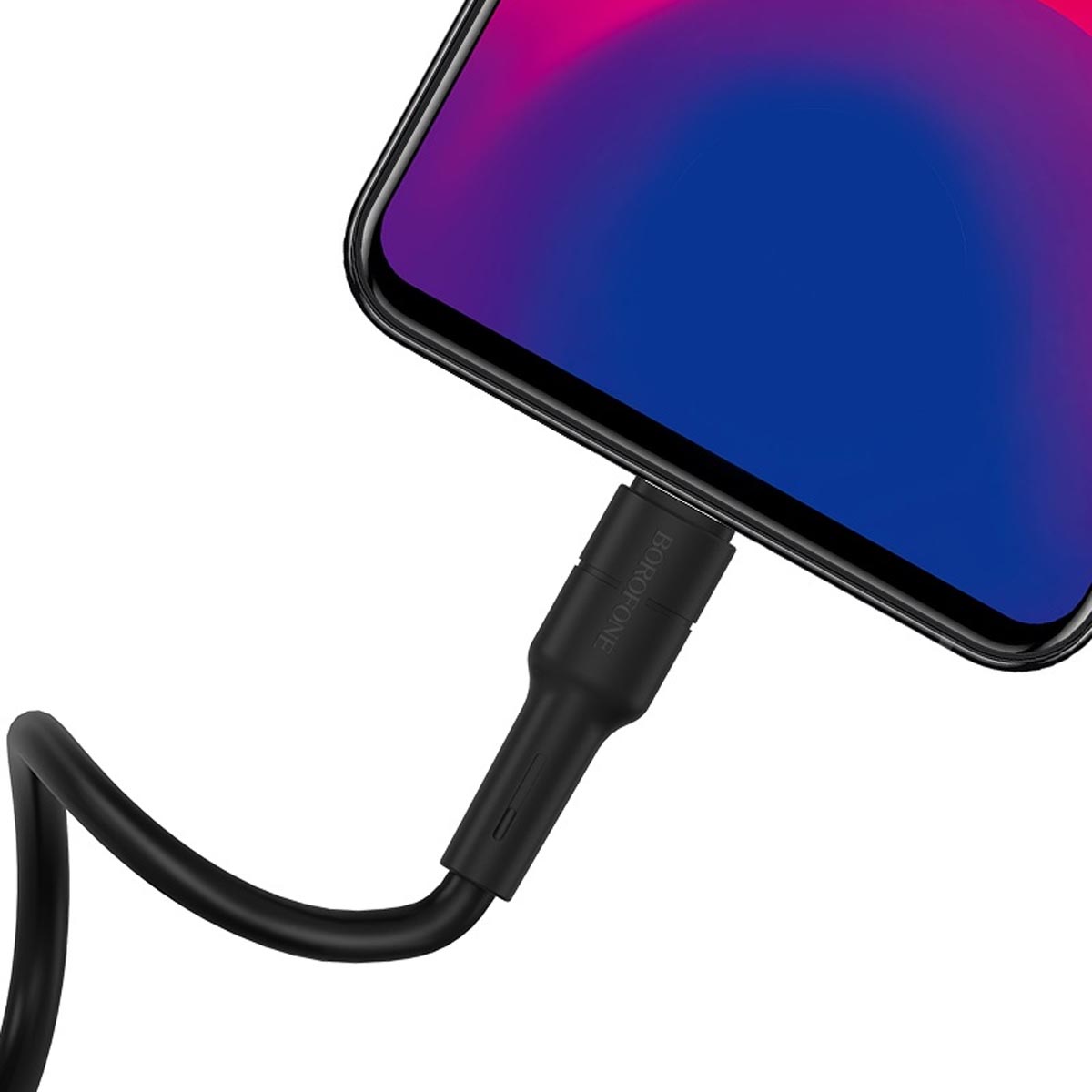 Кабель BOROFONE BX30 Silicone Micro USB, 2.4A, длина 1 метр, силикон, цвет черный