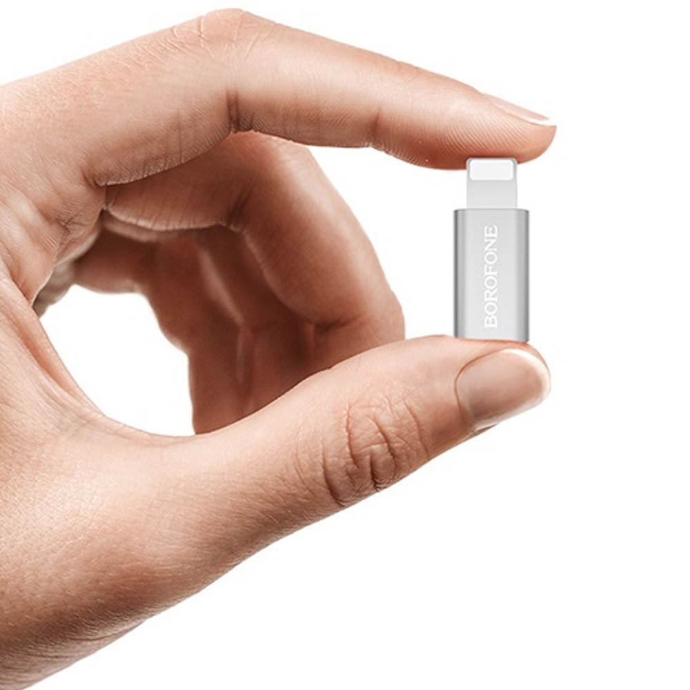 Адаптер Micro USB на APPLE Lightning 8-pin BOROFONE BV5, цвет серебристый