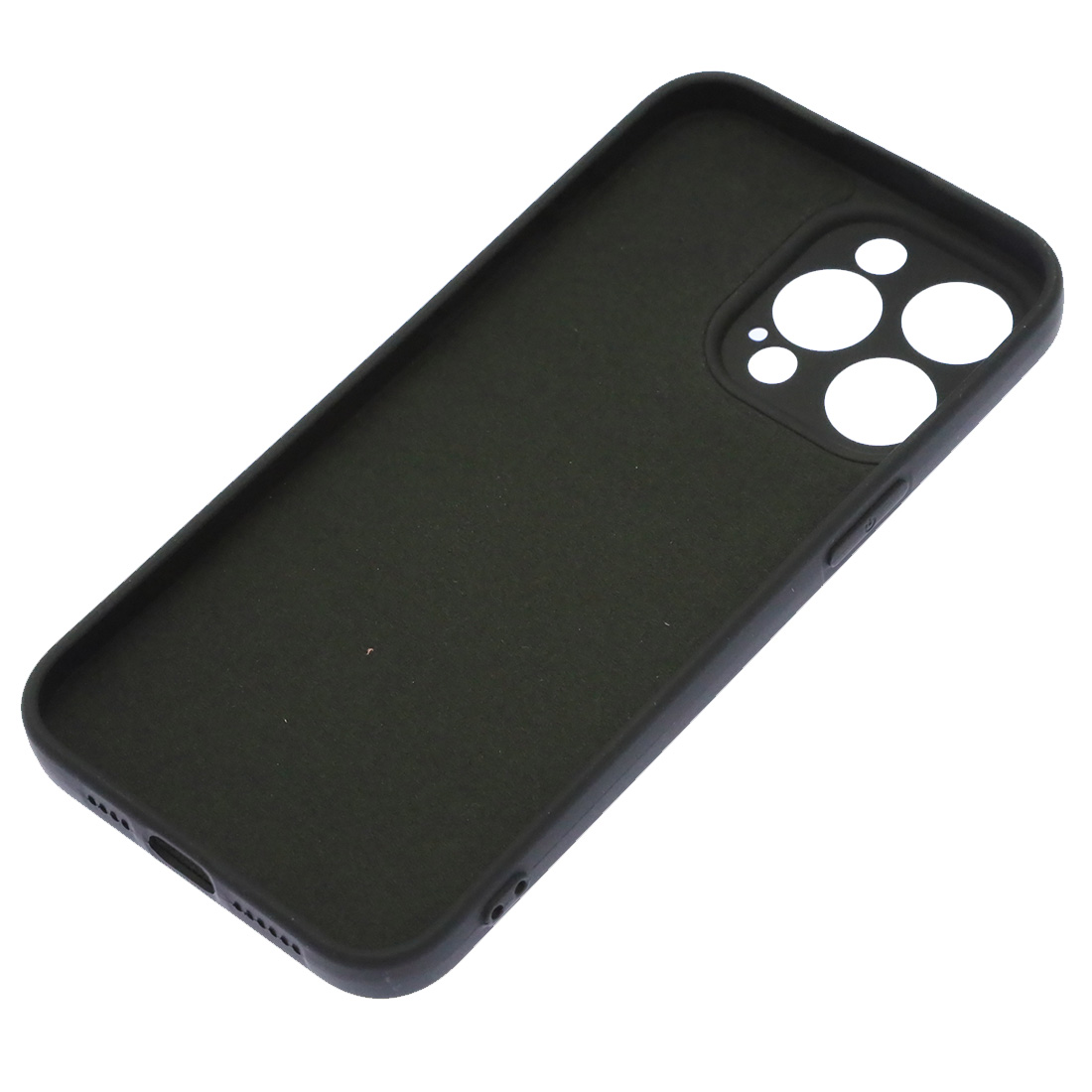 Чехол накладка Silicon Case для APPLE iPhone 15 Pro Max, защита камеры, бархатная подложка, цвет черный