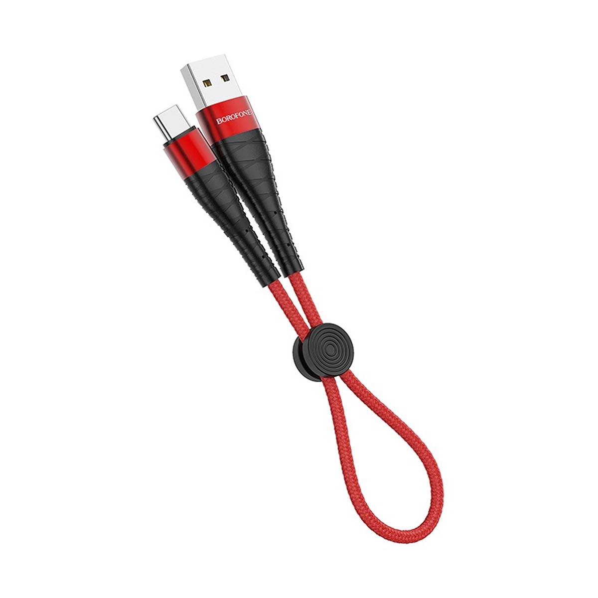 BOROFONE BX32 Munificent кабель USB Type-C, 5A, длина 25 сантиметров, силиконовый, армированная нейлоновая оплетка, цвет красный.