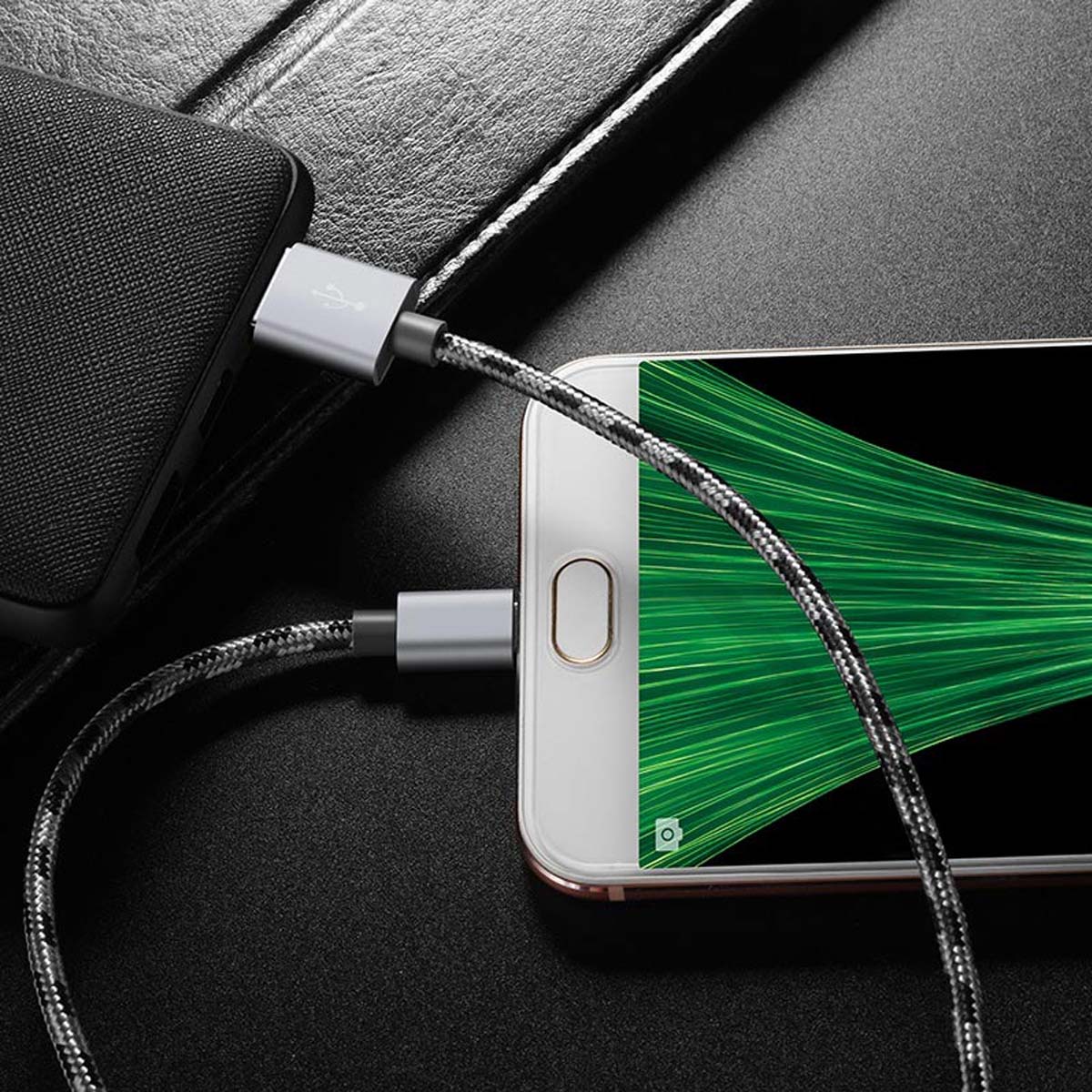 Кабель BOROFONE BX24 Ring current Micro USB, 2.4A, длина 1 метр, нейлоновая оплетка, цвет серый