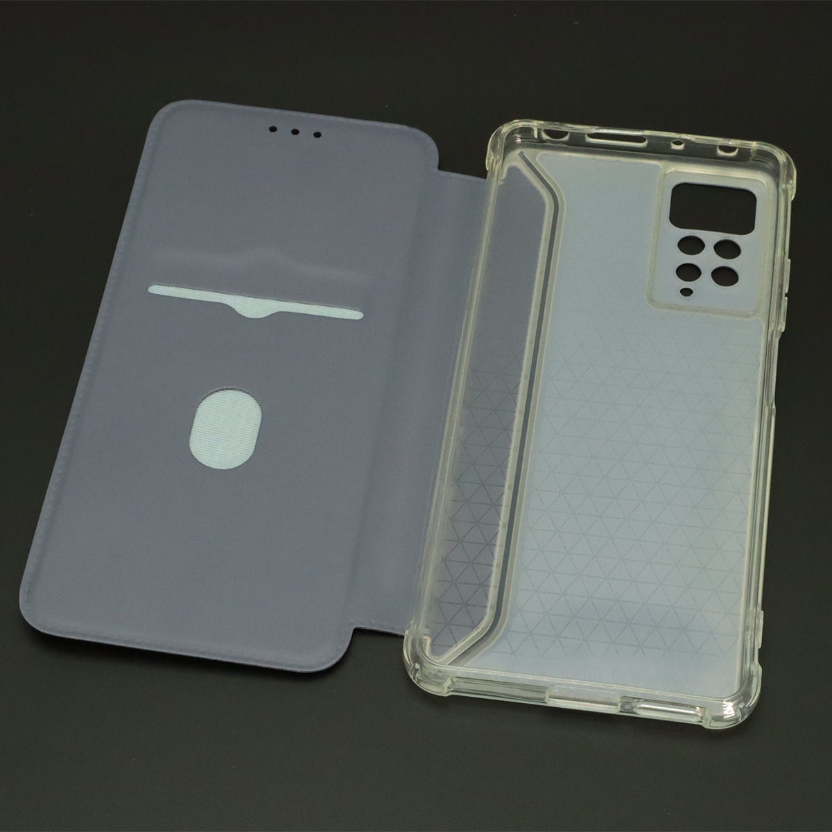 Чехол книжка для XIAOMI Redmi Note 11 Pro, Redmi Note 11 Pro 5G, экокожа, визитница, цвет темно серебристый