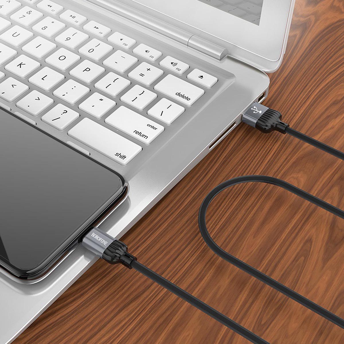 Кабель BOROFONE BX28 Dignity APPLE Lightning 8 pin, 3A, длина 1 метр, силикон, цвет серый