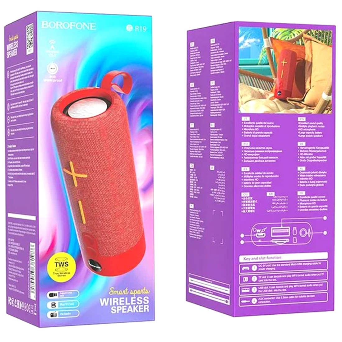 Портативная колонка BOROFONE BR19 Euphony, цвет красный