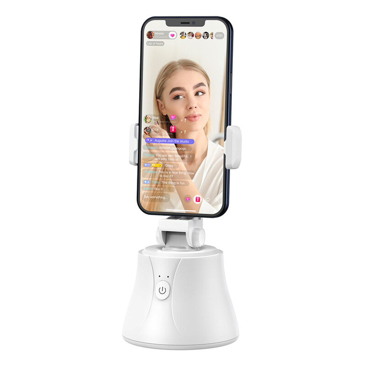 Настольная подставка, держатель BASEUS 360 Al Following Shot Tripod Head SUYT-B02 для телефона, смартфона, обнаружение лиц, цвет белый (-50%)