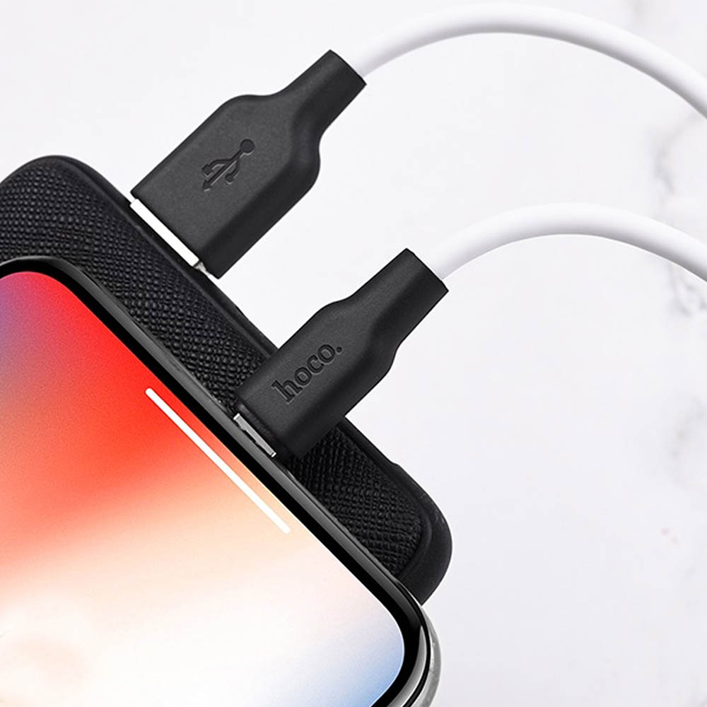 Кабель HOCO X21 Plus, USB на Lightning 8-pin, до 2.4A, силикон, длина 2 метра, цвет черно белый