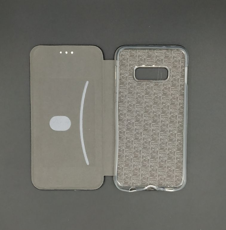 Чехол книжка для SAMSUNG Galaxy S10e (SM-G970), экокожа, визитница, цвет золотистый.