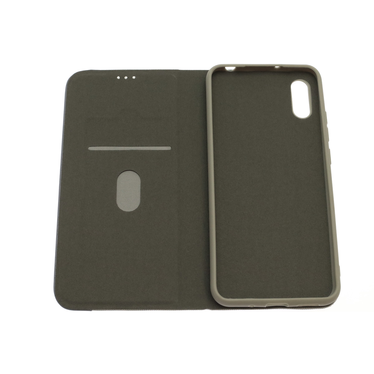 Чехол книжка MESH для XIAOMI Redmi 9A, текстиль, силикон, бархат, визитница, цвет серый