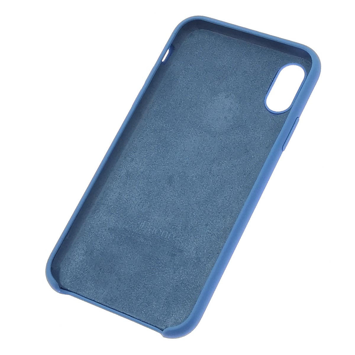 Чехол накладка Silicon Case для APPLE iPhone X, iPhone XS, силикон, бархат, цвет синий