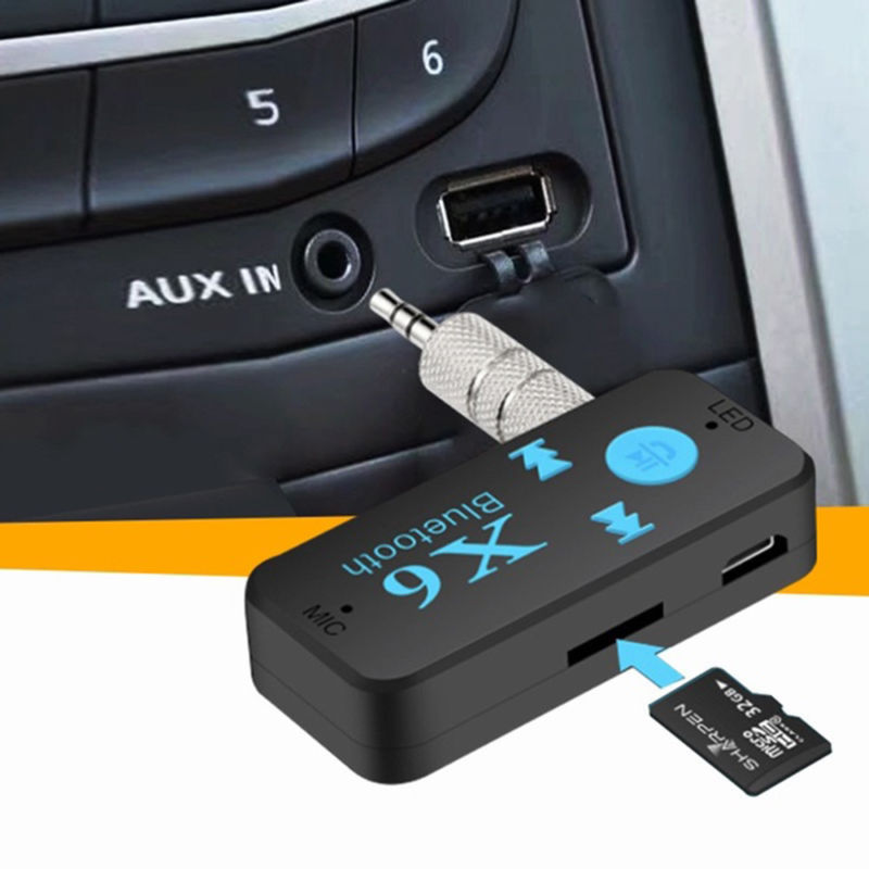 Гарнитура, приёмник, модулятор в авто, ресивер X6 AUX Bluetooth, цвет черный