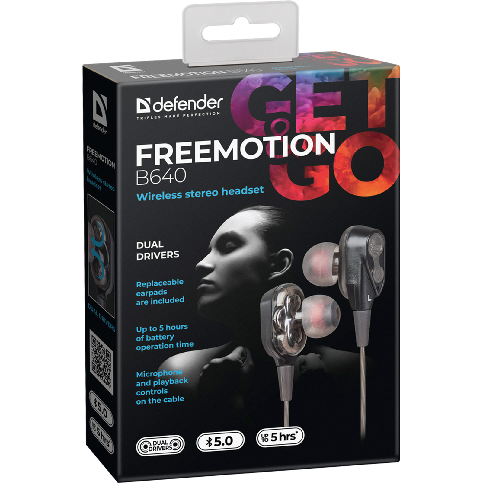 Гарнитура (наушники с микрофоном) беспроводная, DEFENDER FreeMotion B640, 2 динамика, Bluetooth, цвет черный | Последняя цена