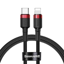 Кабель Baseus Cafule Data Cable USB Type C на APPLE Lightning 8 pin, 18W, длина 1 метр, цвет черно красный