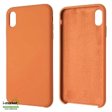 Чехол накладка Silicon Case для APPLE iPhone XS MAX, силикон, бархат, цвет оранжевый