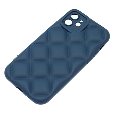Чехол накладка для APPLE iPhone 12 (6.1"), силикон, 3D ромб, цвет темно синий