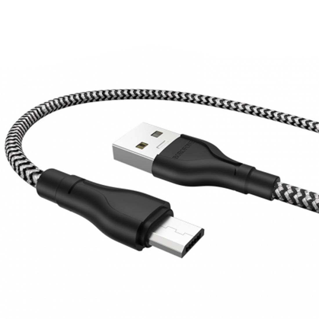 Кабель BOROFONE BX39 Beneficial Micro USB, 2.4A, длина 1 метр, силикон, нейлоновая оплетка, цвет черно белый