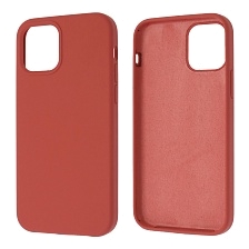 Чехол накладка Silicon Case для APPLE iPhone 12, iPhone 12 Pro, силикон, бархат, цвет красная роза