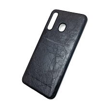 Чехол накладка для SAMSUNG Galaxy A30 2019 (SM-A305), силикон, визитница, цвет черный.