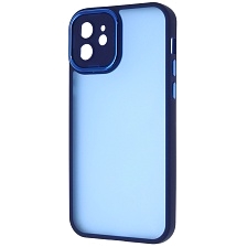 Чехол накладка KING для APPLE iPhone 12 (6.1"), силикон, пластик, защита камеры, цвет окантовки темно синий
