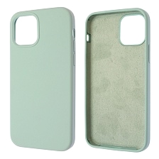 Чехол накладка Silicon Case для APPLE iPhone 12, iPhone 12 Pro, силикон, бархат, цвет светло бирюзовый