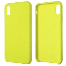 Чехол накладка Silicon Case для APPLE iPhone XS MAX, силикон, бархат, цвет лимонный
